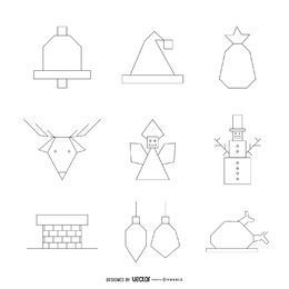 Geometric Christmas icon outline pack