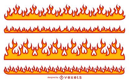 Karikaturfeuerflammenillustrationssatz