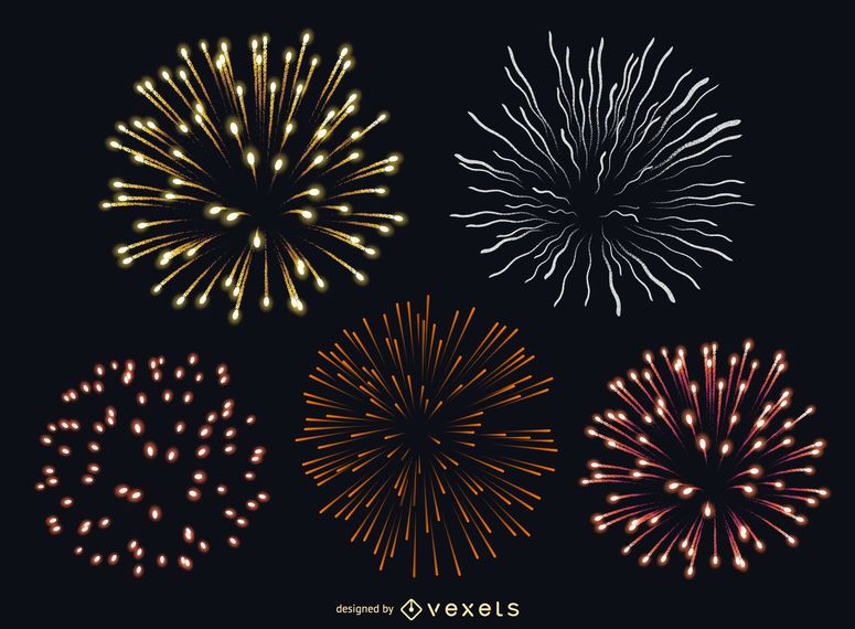 Isolated fireworks set Isolated fireworks set