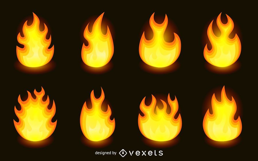 Conjunto de llamas de fuego aislado Conjunto de llamas de fuego aislado