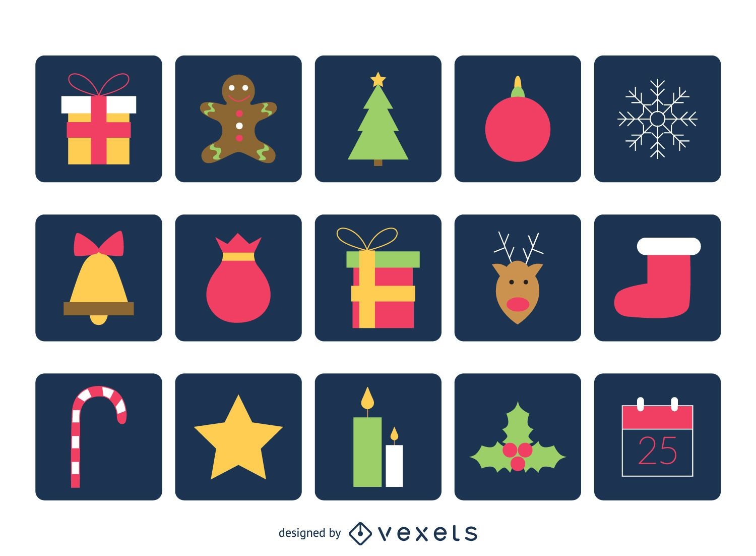 Christmas square icon collection