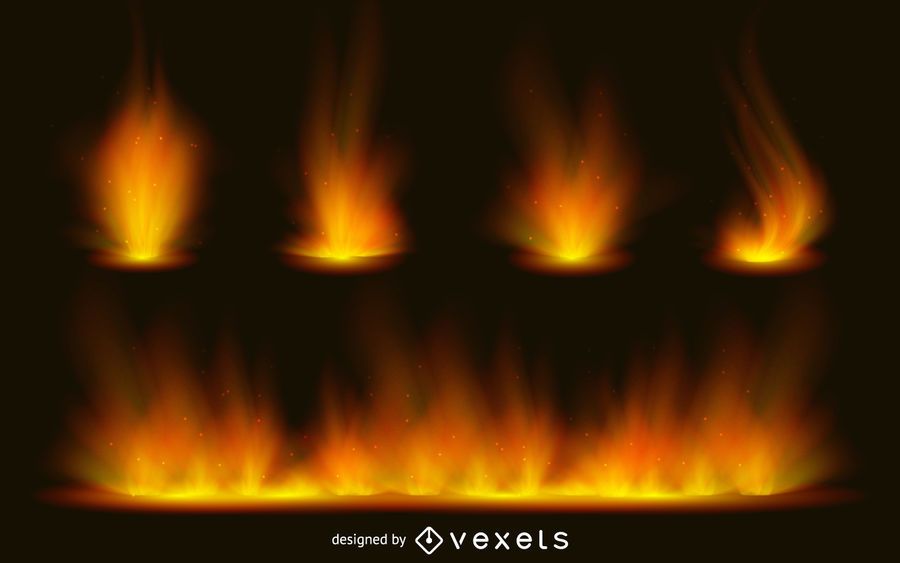 Realistic fire flame set Realistic fire flame set