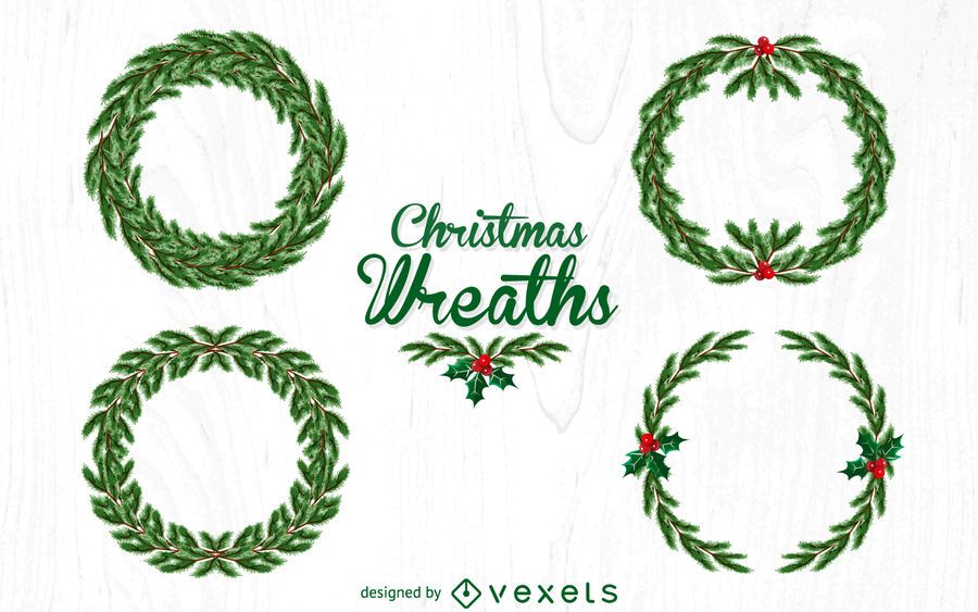 4 Christmas wreath illustration set 4 Christmas wreath illustration set