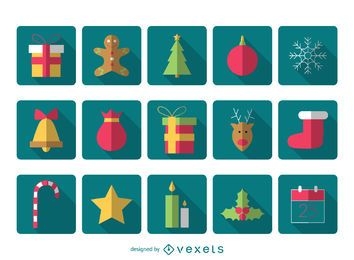 Paquete de iconos cuadrados navideños