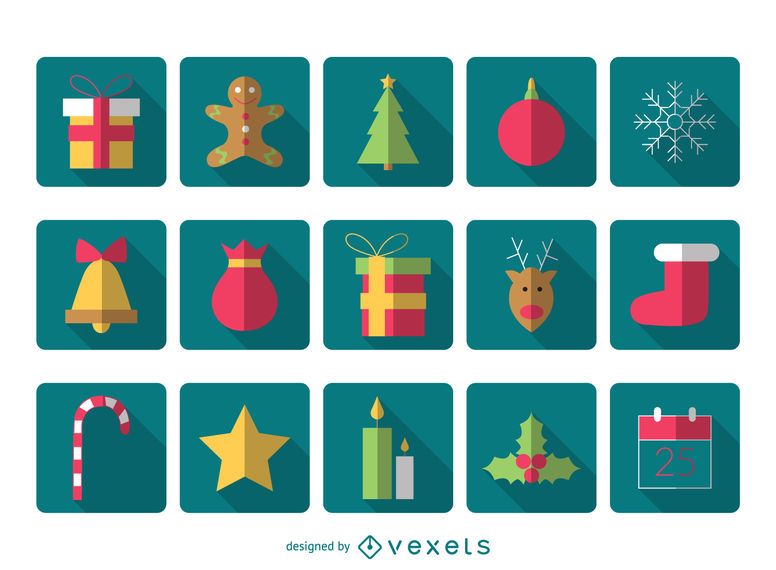 Pacote de ícones quadrados de Natal Pacote de ícones quadrados de Natal