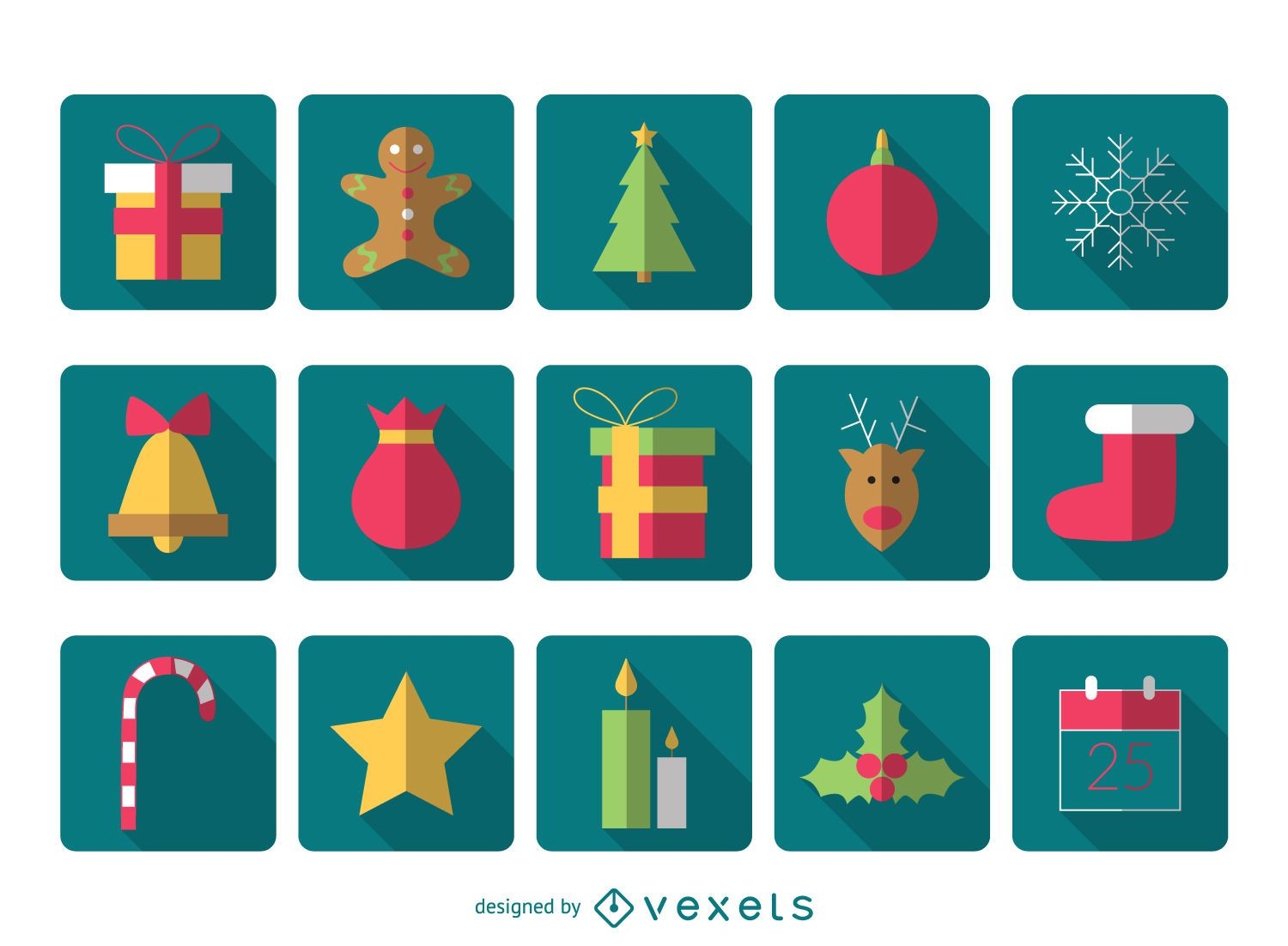 Paquete de iconos cuadrados navideños