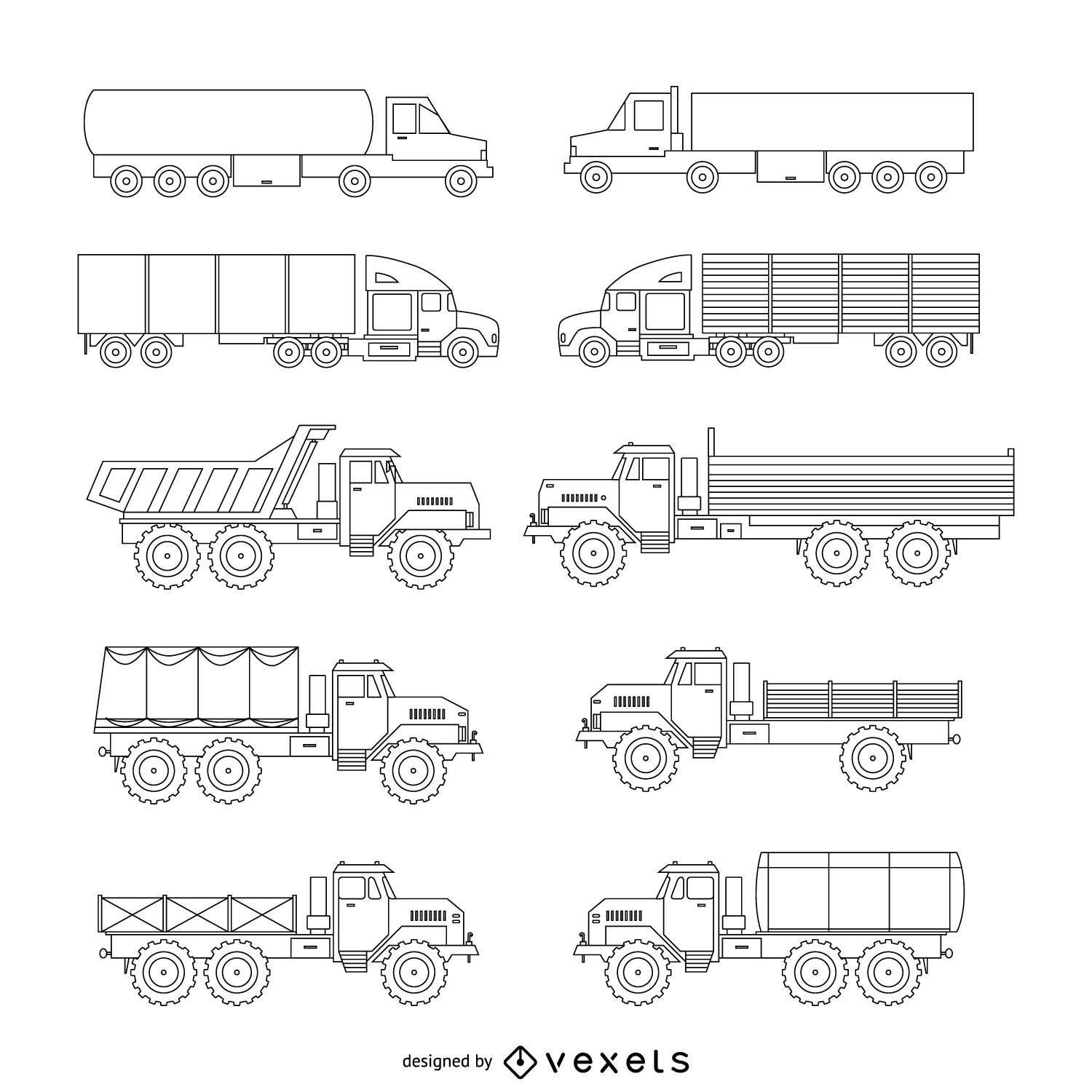 Conjunto de ilustración de camión