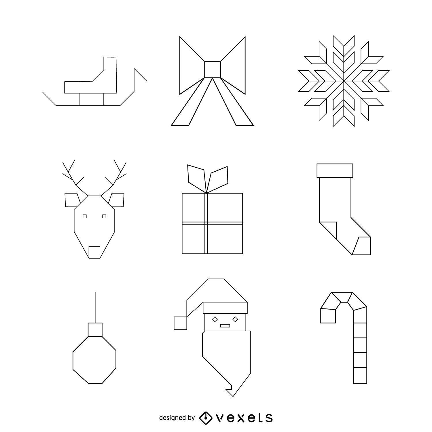 Geometric Christmas icon pack