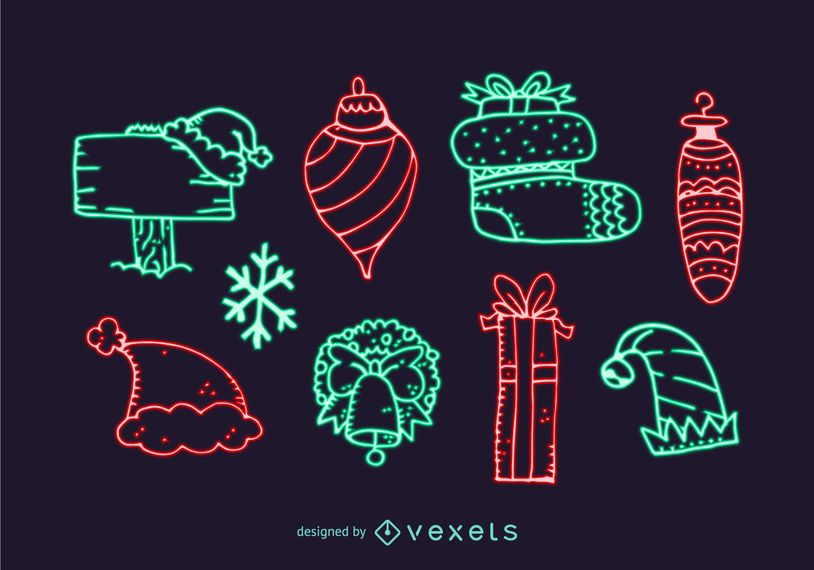 Neon Christmas element collection Neon Christmas element collection