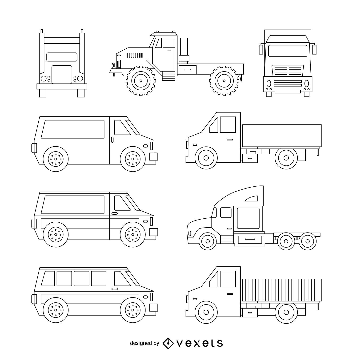 Colección de ilustraciones de camiones