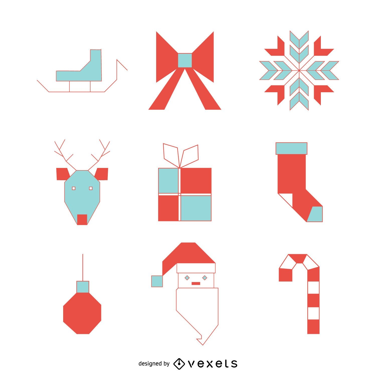 Christmas items icon set