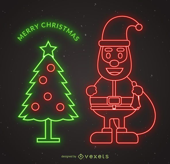 Neon Santa Christmas design Neon Santa Christmas design