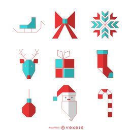 Festive Christmas geometric icon set Festive Christmas geometric icon set