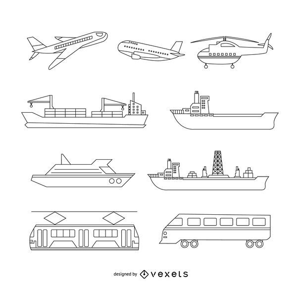 Conjunto de ilustración de transporte Conjunto de ilustración de transporte