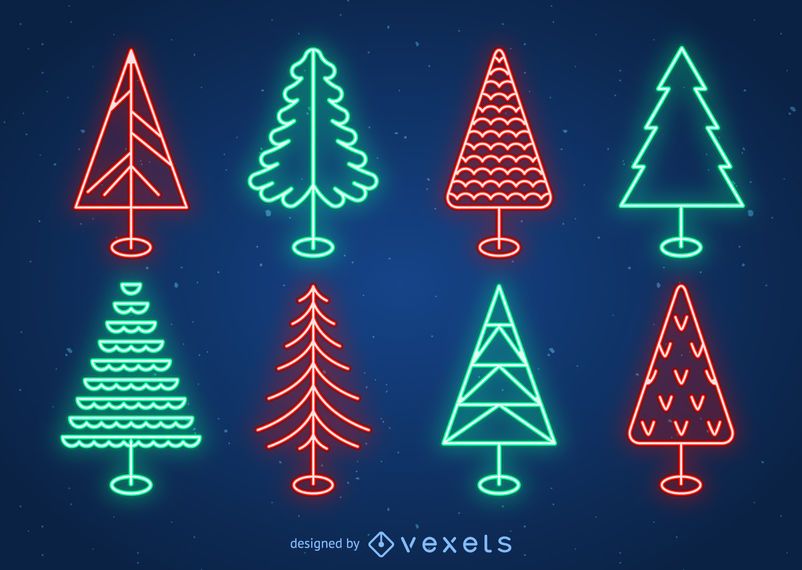 Conjunto de árbol de navidad de neón Conjunto de árbol de navidad de neón