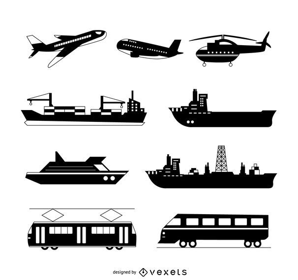 Transport silhouette set Transport silhouette set