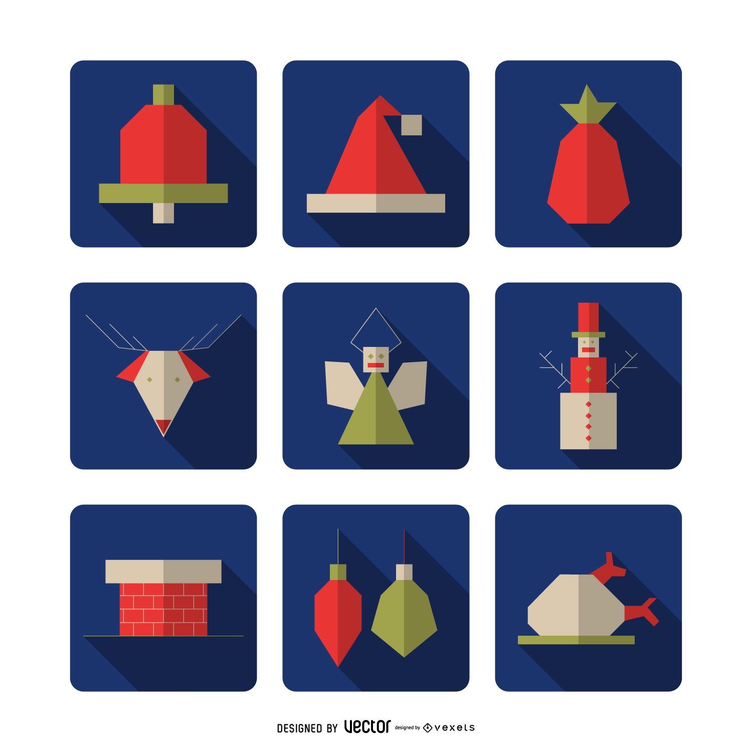 Christmas geometric square icon collection