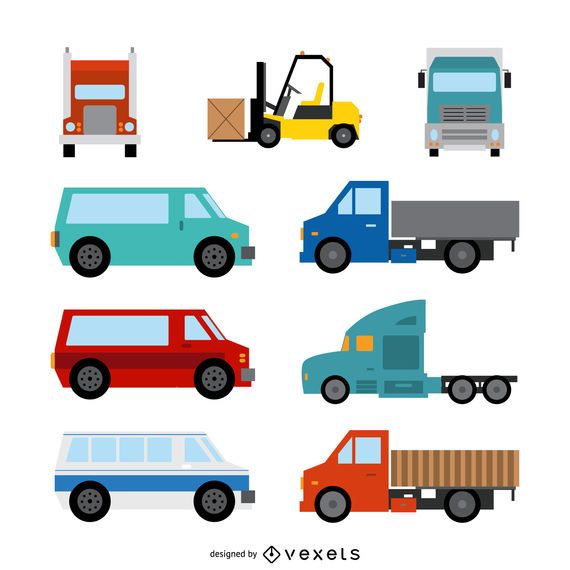 Flat transport illustration set Flat transport illustration set