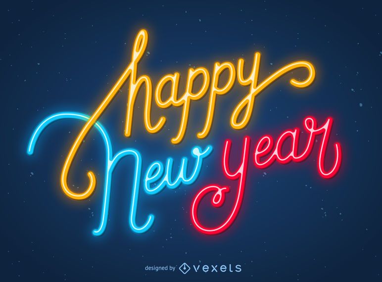 Feliz año nuevo letrero de neón Feliz año nuevo letrero de neón