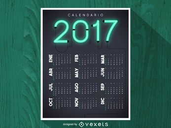 Calendario de neón 2017 en español