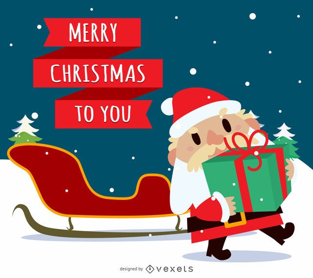 Feliz navidad santa con trineo Feliz navidad santa con trineo