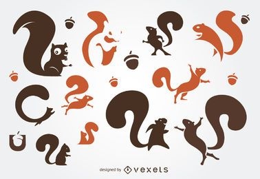 Squirrel silhouettes collection