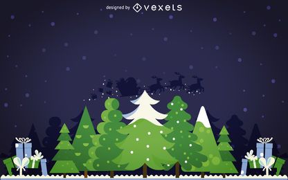 Fondo de bosque de invierno plano