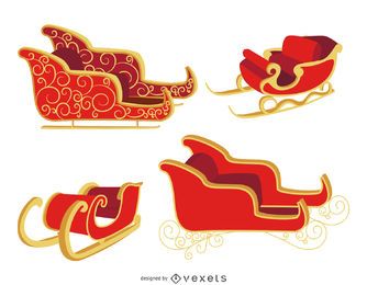 Flat Christmas Sleigh Set Vector Download