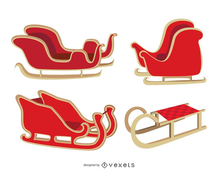 Conjunto de trineo de Navidad aislado Conjunto de trineo de Navidad aislado
