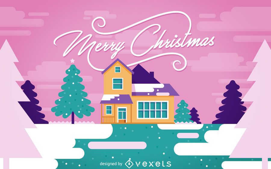 Christmas design with snowy house Christmas design with snowy house