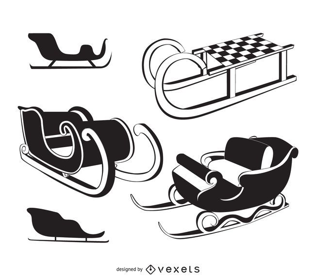 Ilustraciones en trineo en blanco y negro. Ilustraciones en trineo en blanco y negro.