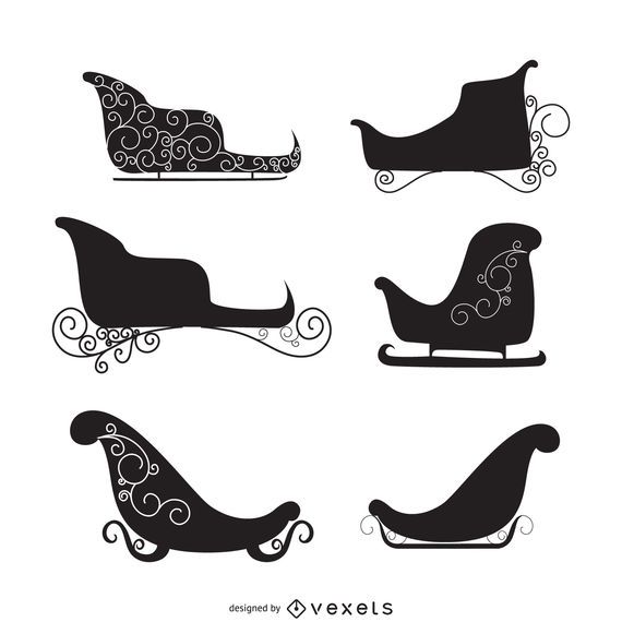 Sleigh Silhouette Set - Vector Download