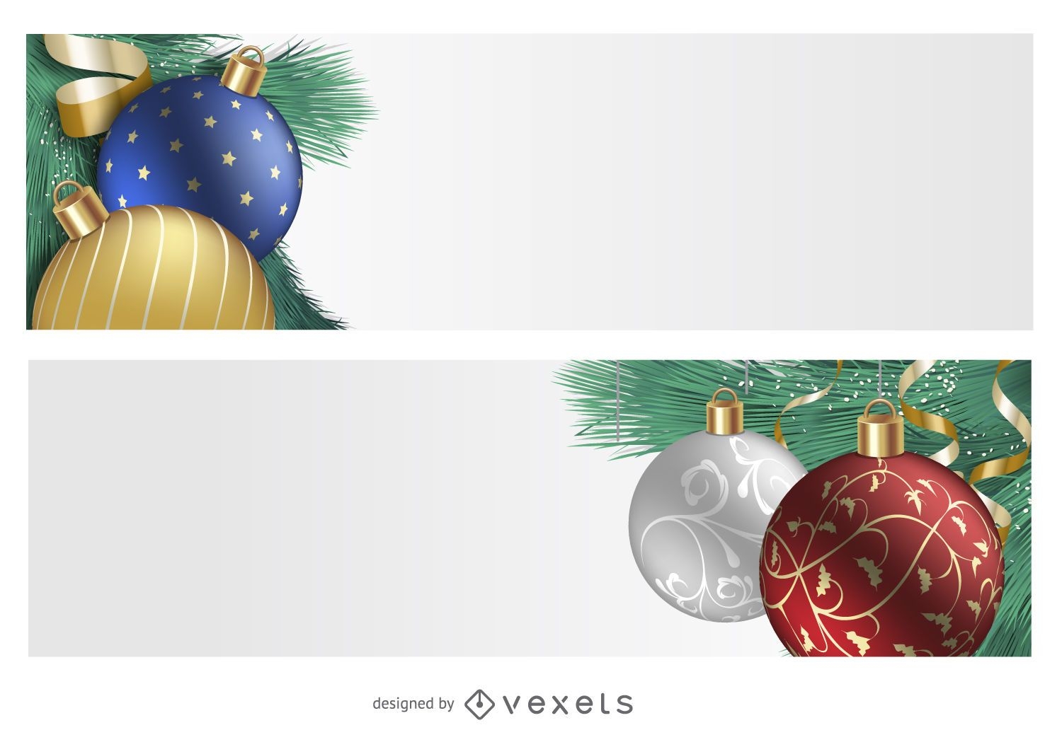 Conjunto de banner de Natal com ornamento 3D