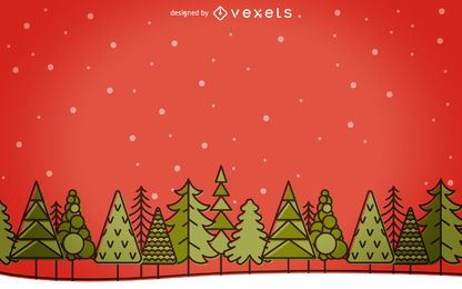 Paisaje de invierno de Navidad de trazo plano