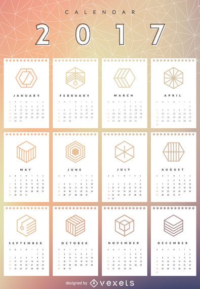 Calendario de malla geométrica 2017 Calendario de malla geométrica 2017