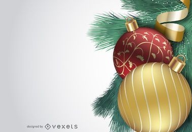 Realistic 3D Christmas ball backdrop