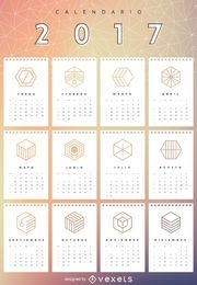 Calendario de malla geométrica 2017 en español