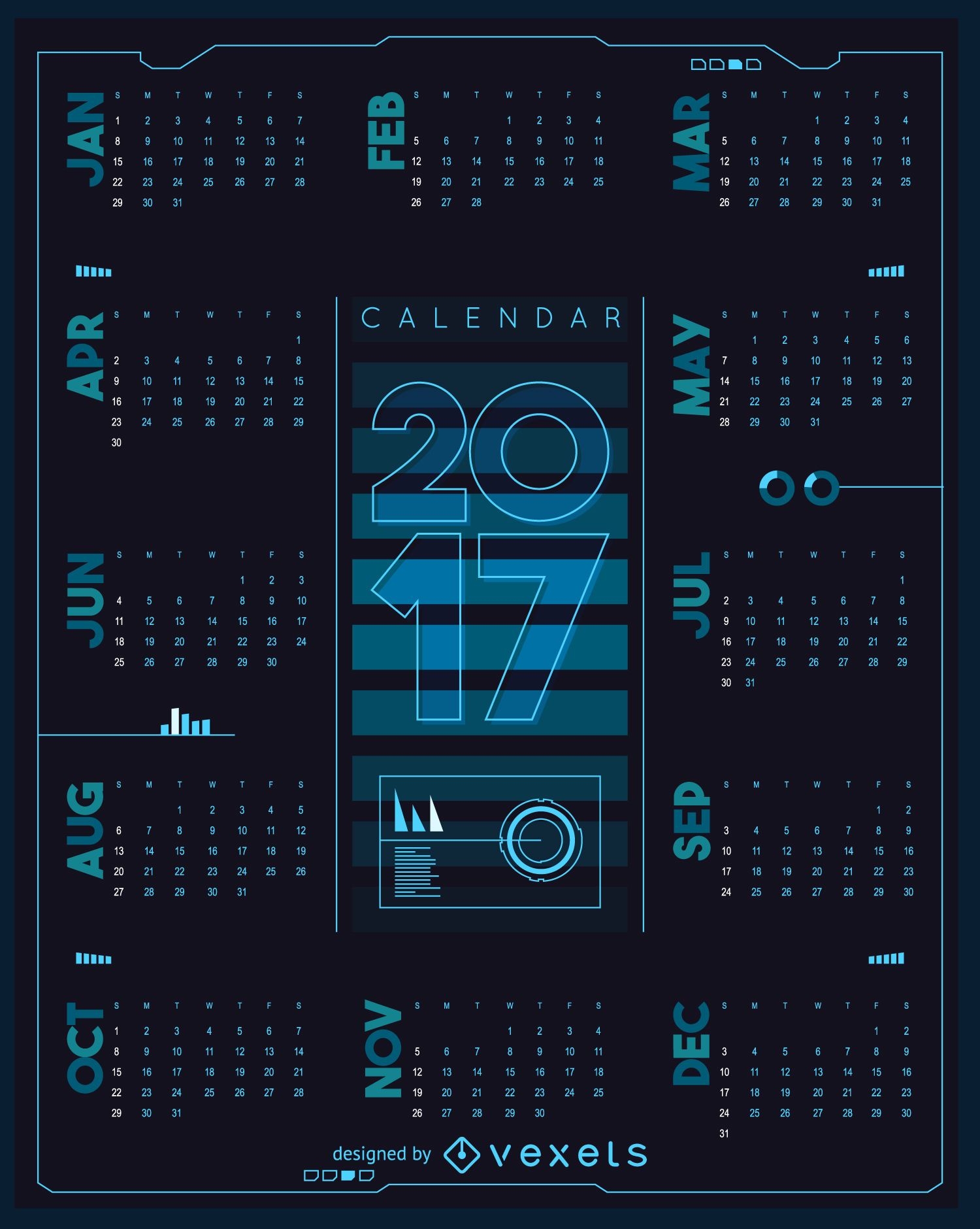 Futuristischer Kalender 2017