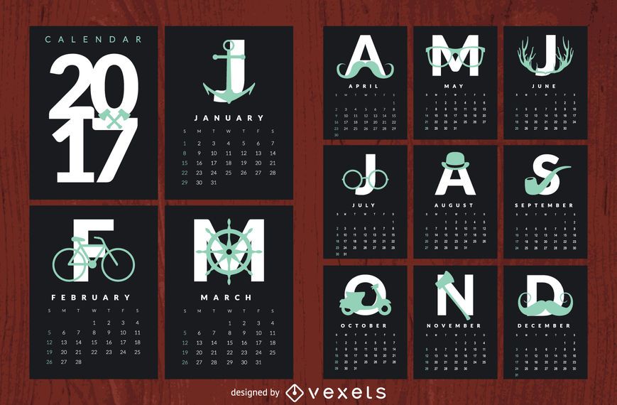 Hipster 2017 calendar Hipster 2017 calendar