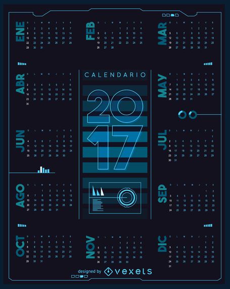 2017 futuristic calendar in Spanish 2017 futuristic calendar in Spanish