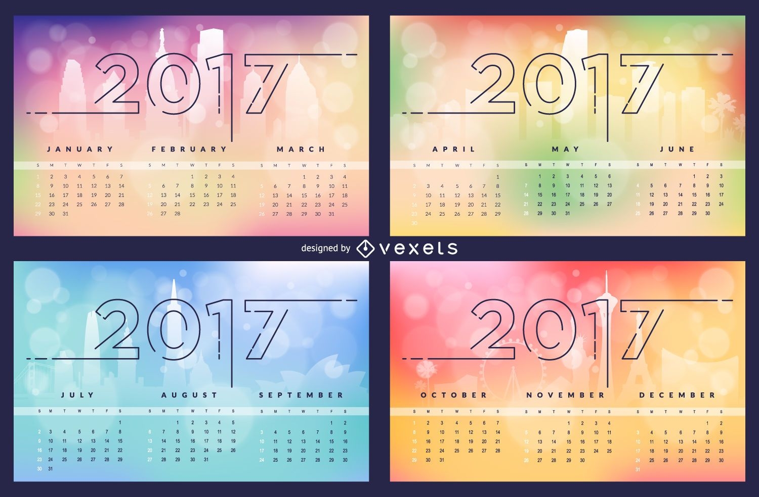 Skyline Bokeh 2017 Kalender