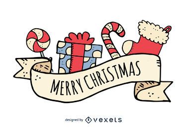 Handgezeichnete Frohe Weihnachten handgezeichnete Abzeichen