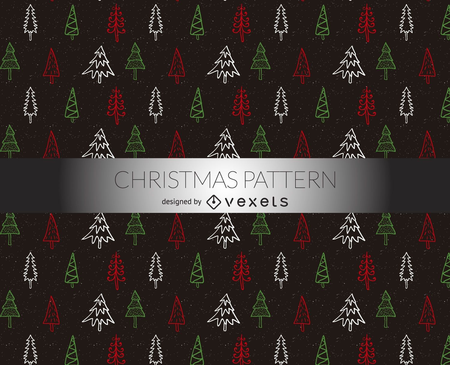 Christmas trees doodles pattern