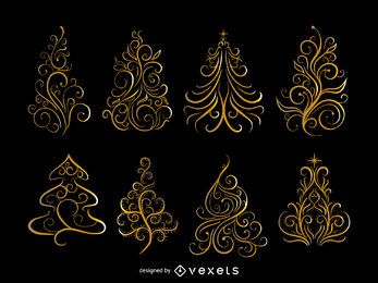 Goldener Wirbel Weihnachtsbaumsatz