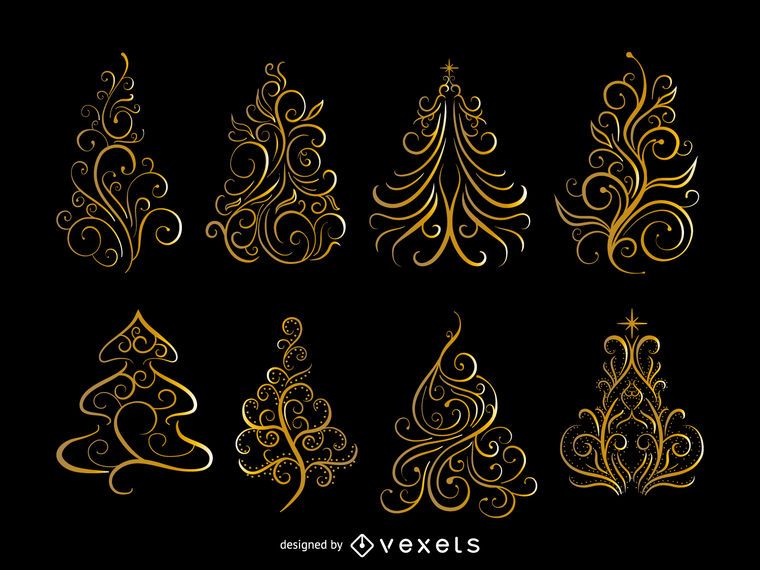 Golden swirls Christmas tree set Golden swirls Christmas tree set