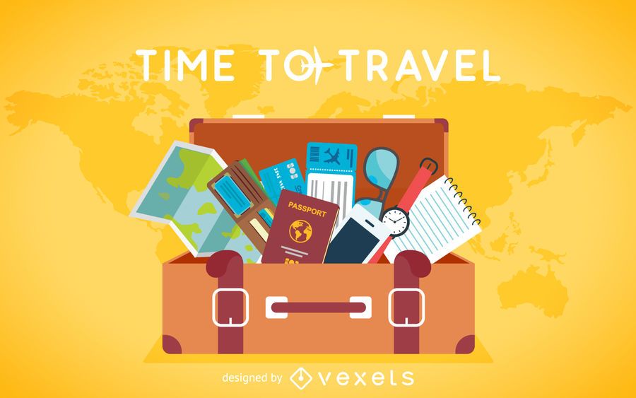 Flat travel luggage background Flat travel luggage background