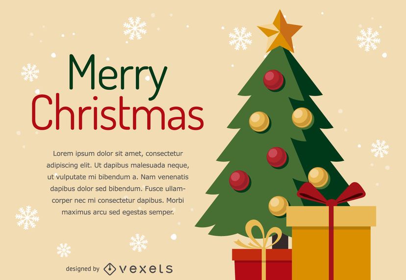 Design de cartão de árvore de Natal plana Design de cartão de árvore de Natal plana