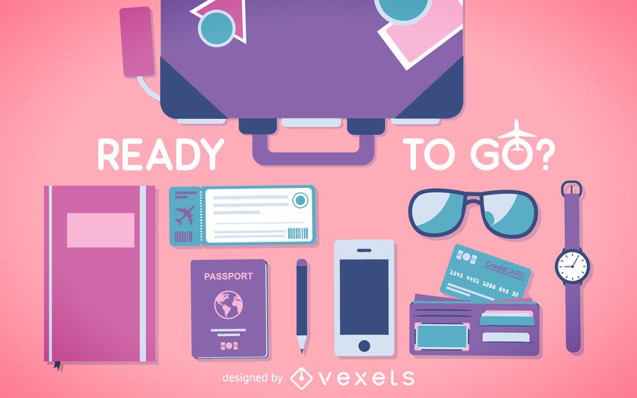 Flat travel elements background Flat travel elements background