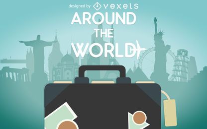 Ilustración de equipaje de viaje plano