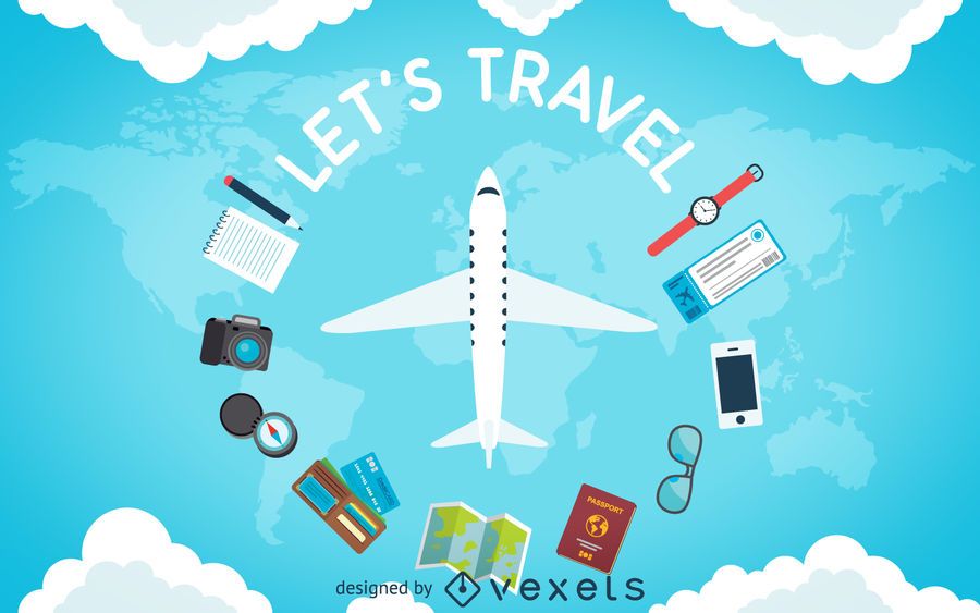 Cenário de avião de viagem plana Cenário de avião de viagem plana